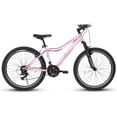 thumbnail image 2 of Juuar 24" Mountain Bikes for Men Women, 21 Speed Steel Frame Adult Bike, Urban Commuter Bicycle with Front Suspension & Dual V-Brake, Pink, 2 of 8