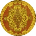 thumbnail image 1 of Ahgly Company Machine Washable Indoor Round Persian Yellow Traditional Area Rugs, 7' Round, 1 of 4