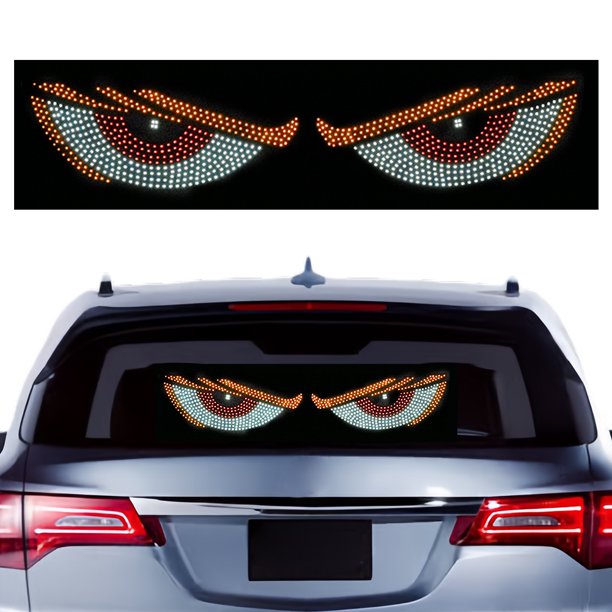 CAR Evil Ojes Advertencia Lámpara Del Automóvil Delantero Vidry Light Dynamic Devil Eye Sticuler 2 PCS LED USB 11 Modos para La