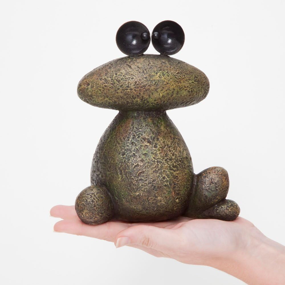 Bits and Pieces Two Frogs Garden Sculptures Set — Waterproof Polyresin Lawn and Patio Decor, Minimalist Stacked-Stone Design, Large and Small Frog Statues