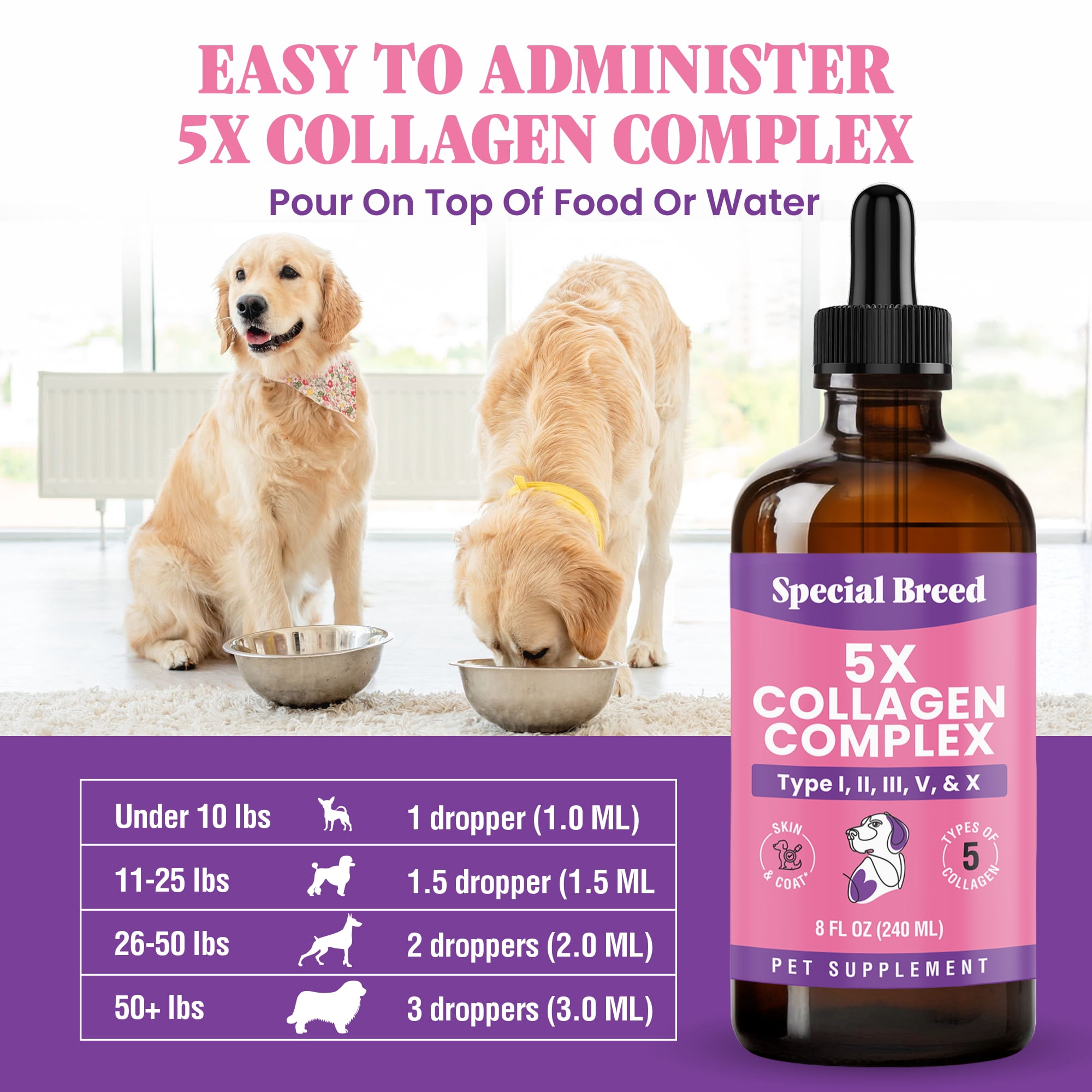 Premium Collagen for Dogs - Liquid Support for Joints, Skin, Coat, Bone, Immune System & HIPS - Collagen Supplement - Made in USA - 8oz