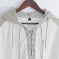 thumbnail image 5 of Men's Colorblock Short Sleeve Hoodie T-Shirt | Cotton Blend Pullover Hooded Top | Crewneck, Athletic Fit, Kangaroo Pocket | Breathable, Stretch Fabric | Casual Daily, | Zenithor,White 3XL, 5 of 9