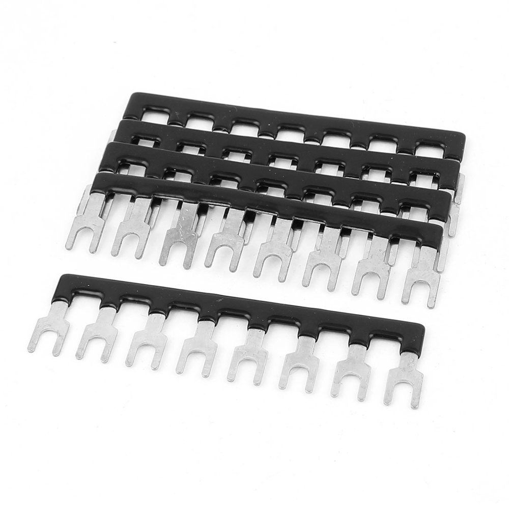 5 Pcs Fork Type 8 Postions Terminal Strip Jumper Block 400V 10A Black