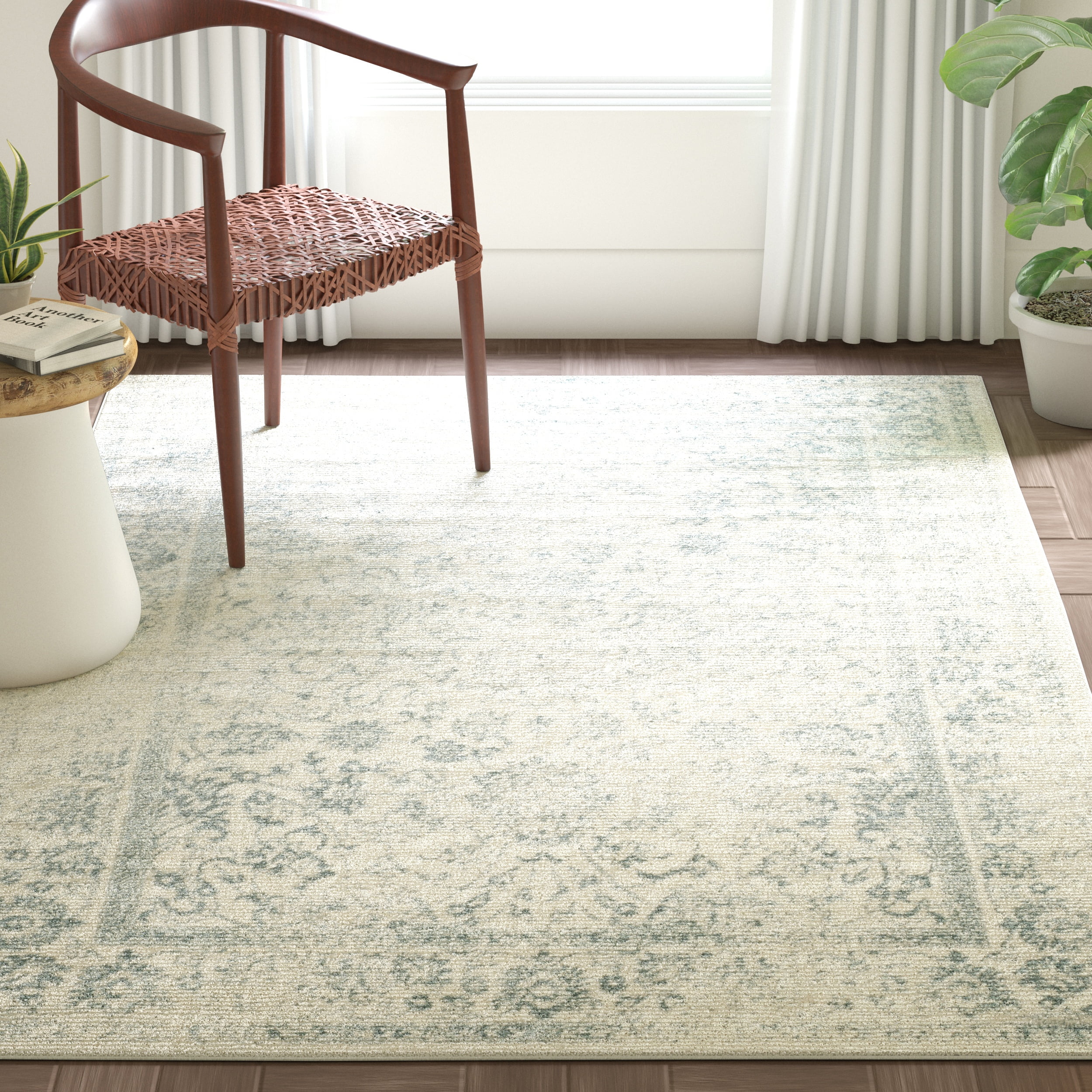 Safavieh Adirondack Wyatt Traditional Distressed Area Rug, Ivory/Slate, 6' x 8'