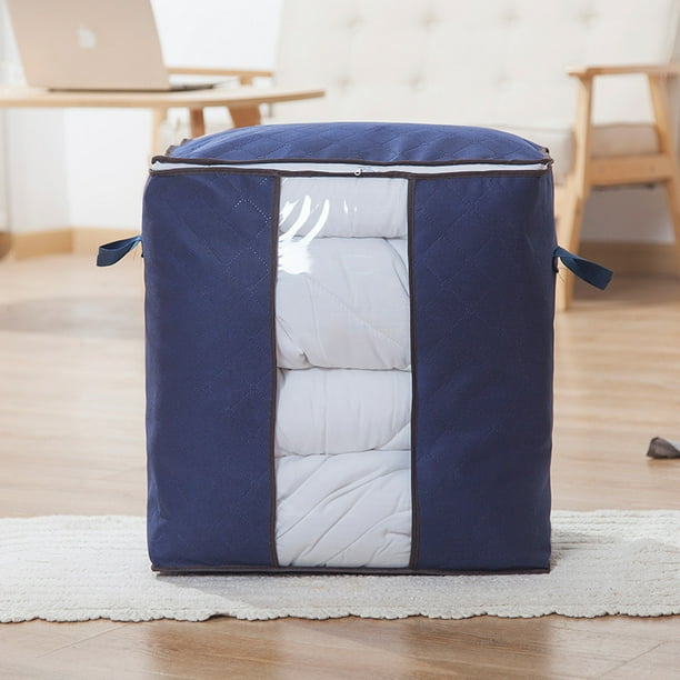 Bolsa de edredón con cremallera no tejida horizontal y vertical de gran capacidad, bolsa de almacenamiento visual para ropa de hogar, almohadas y edredones