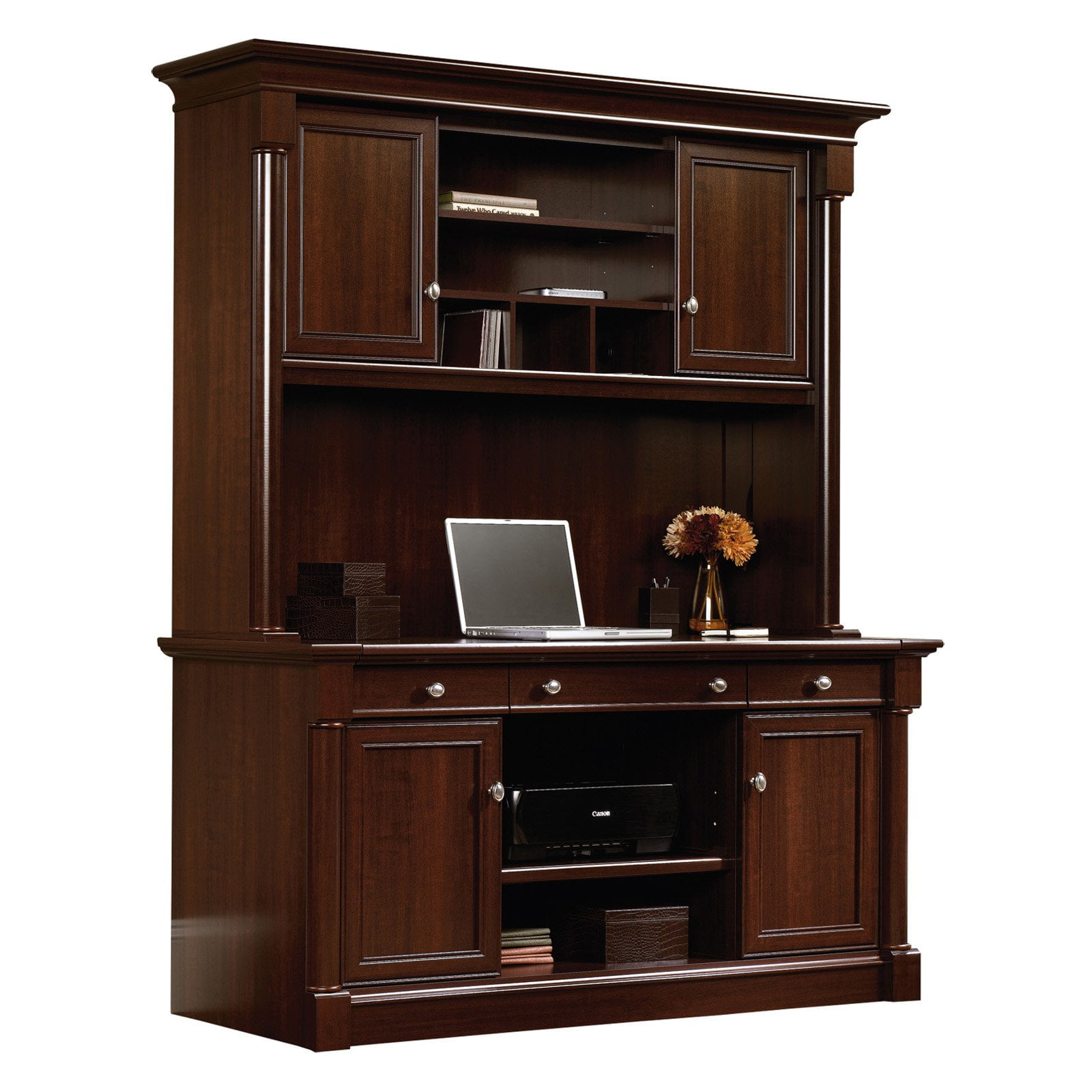Sauder Palladia Credenza with Hutch - Select Cherry - Walmart.com