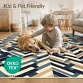 thumbnail image 4 of ODIKA Herringbone Zigzag Geometric Interlocking Repeat Border Frame for Dorm Room, Small Living Apartment, Stain Resistant Low Profile, 4 of 7