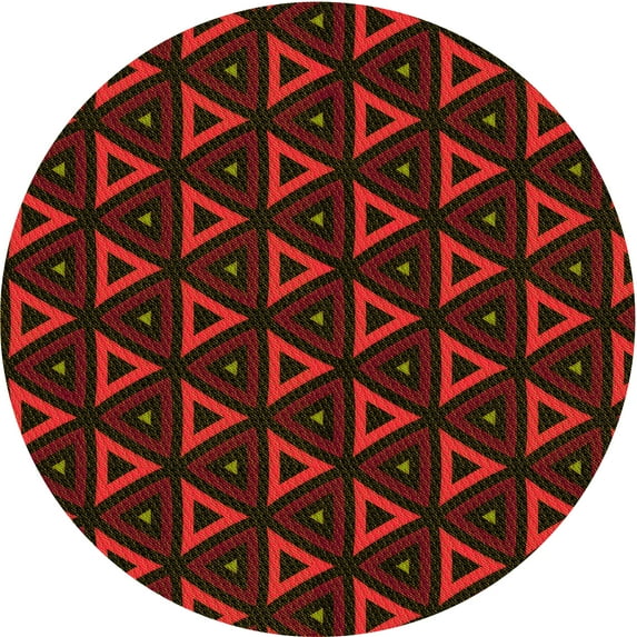 Ahgly Company Indoor Round Patterned Cranberry Red Area Rugs, 6' Round