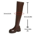 thumbnail image 7 of Rokment Fall Winter Platform Thigh High Boots for Women Brown Leather Chunky Heel over The Knee Long Tall Boots, 7 of 7