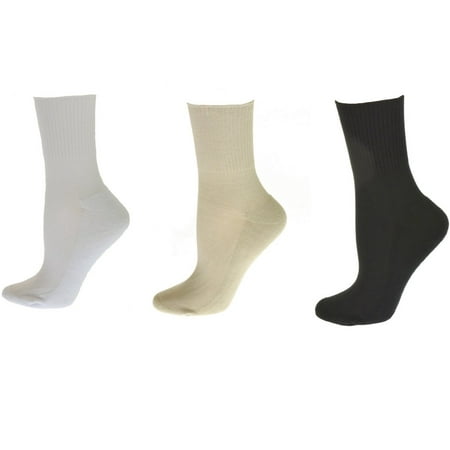 Core 3 Pair Pack - Sierra Socks Diabetic Arthritic Women Ankle Cushioned Sole Smooth Toe 3 Pair Pack
