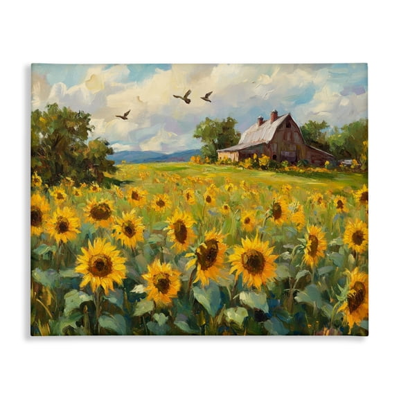 Stupell Industries Farmhouse Sunflower Farm Floral Field Canvas Art, 20 x 16, by Petals Prints Design