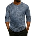 thumbnail image 2 of Hearthz Summer Mens Henley Shirts Gradient Raglan 3/4 Sleeve Jersey Baseball T-Shirts Casual Workout Big and Tall Men's T-Shirts, 2 of 8