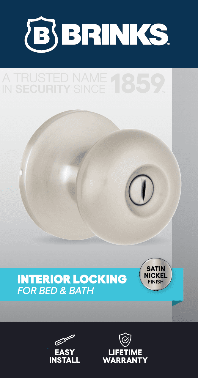 Brinks Privacy Mushroom Doorknob, Satin Nickel Finish