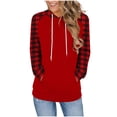 thumbnail image 3 of Jsaierl Hoodies for Women Cute Plaid Hooded Sweatshirt Classic Pullover Comfort Long Sleeve Tops Winter Fashion S-2XL, 3 of 7