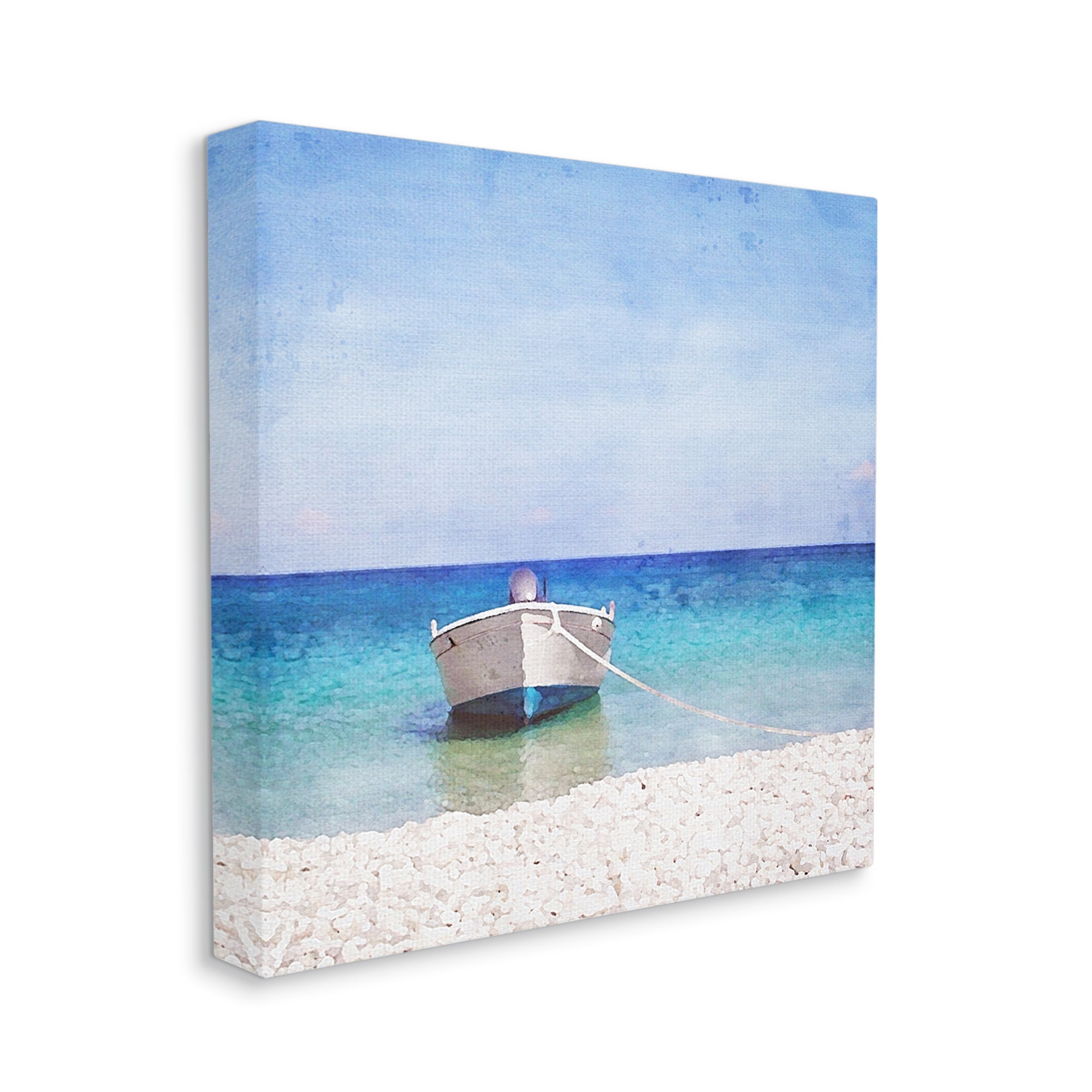 Stupell Industries Docked Dinghy Boat Transportation Painting Gallery Wrapped Canvas Art Print Wall Art, 24 x 24