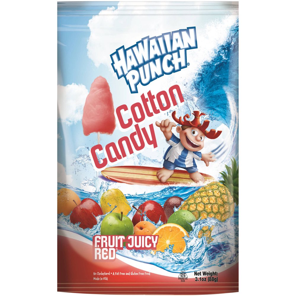 Hawaiian Punch Fruit Juicy Red Cotton Candy, 3.1 oz, (Pack of 12)