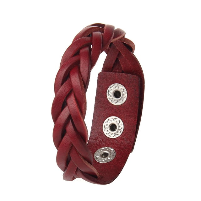 de cuero hecha a mano vintage s Intercciataa Charm Hebilla rojo Hugo Pulsera de la hebilla