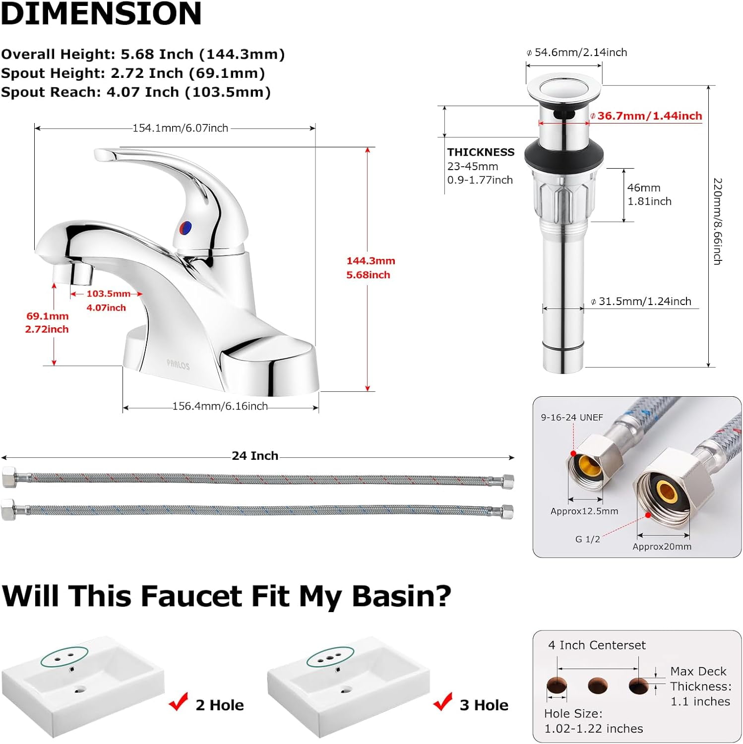 Parlos Centerset Single-handle Bathroom Faucet with Drain Assembly