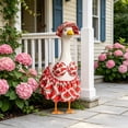 thumbnail image 6 of Porch Goose Outfit Set with Printed Sun Hat Bow Top Skirt, 23 Inch Porch Gander Statue Costume, Summer Garden Yard Decor, 6 of 6