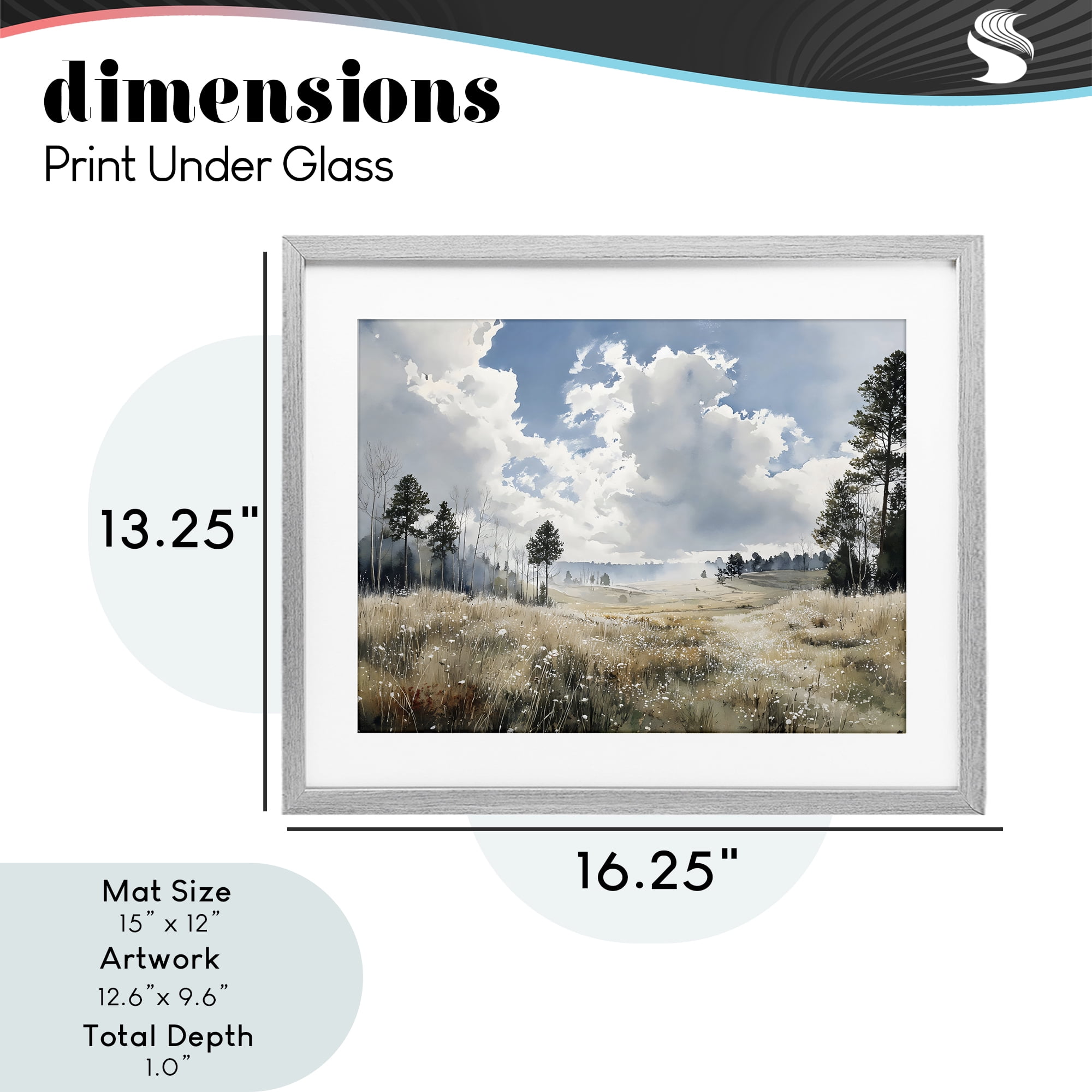 Stupell Industries Blue Kissed Landscape Gray Framed Print Under Glass, design by Franklyn Gregory