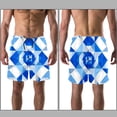 thumbnail image 3 of luoweisi Men's Beach Shorts Quick Dry Swim Trunks with Mesh Lining Blue and White Geometry XL, 3 of 5