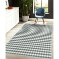 thumbnail image 4 of Checkered Decorative Rug, Monochrome Gingham Checks Classical Country Culture Old Fashioned Grid Design, Quality Carpet for Bedroom Dorm and Living Room, 6 Sizes, Teal Ivory, by Ambesonne, 4 of 4