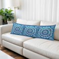 thumbnail image 2 of Blue Boho Floral Long Body Pillow Covers, Ethnic Tribal Abstract Flowers Motifs Soft Throw Pillow Cases with Invisible Zipper, Decorative Pillowcase Pillows Protectors for Sofa Bed Couch 20"x60", 2 of 9