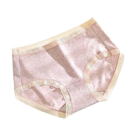 Annhoo Seamless Underwear for Women Trendy Lace Trim Full Coverage Cotton Briefs Casual No Show Solid Panties