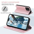 thumbnail image 3 of Allytechgroup Wallet Case for iPhone 16, Built-in Credit Card Slot RFID Blocking PU Leather Flip Stand Magnetic Closure Case Military Grade Drop Protection for iPhone 16, Rosegold, 3 of 7