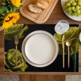 thumbnail image 4 of Yellow Rose Placemats Set of 8, Vintage Abstract Garden Flower Floral Black Placemats for Dining Table, Place Mats for Kitchen Tabletop, Waterproof Wipeable Dining Table Mats Set, 4 of 9