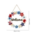thumbnail image 3 of Corona de estrellas de madera para la puerta principal: colgante redondo patriótico para el Día de la Independencia, decoración de madera maciza natural para la entrada del hogar., 3 of 6