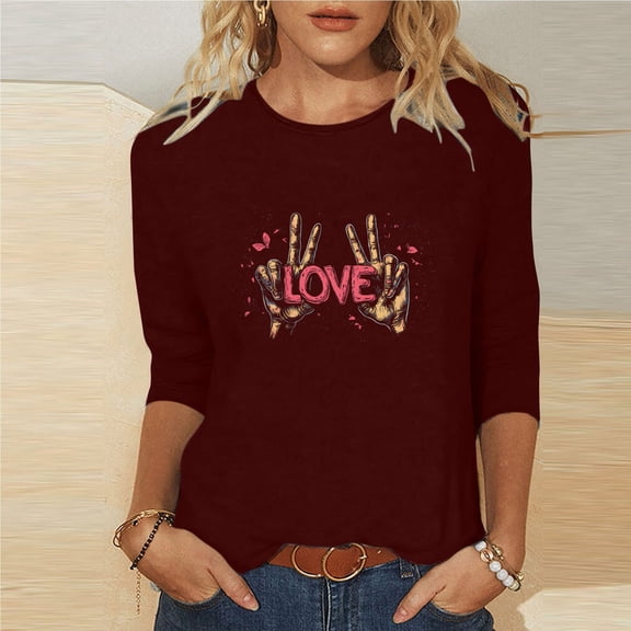 Xuyuer 3/4 Sleeve Shirts for Women Loose Fit Crewneck Dressy Casual Tops Lightweight Solid Color Comfy Cute T Shirts Basics Tees Casual Fashion Spring Summer T Shirts Business Work Tee Top