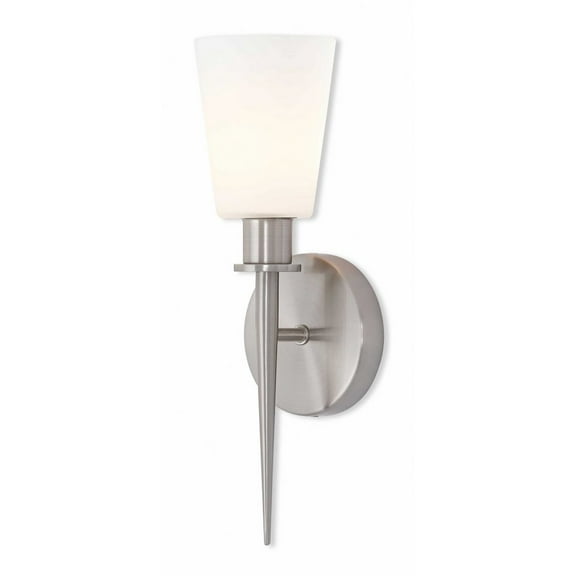 1 Light Coastal Steel Ada Wall Sconce with Opal White Glass-13 inches H By 4.25 inches W-Brushed Nickel Finish Bailey Street Home 218-Bel-2513094