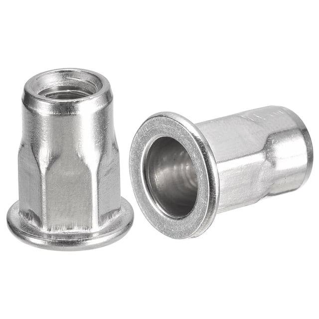 Unique Bargains M4 Half Hex Body Rivet Nuts, 60 Pack 304 Stainless Steel Flat Head Threaded Insert Nuts for Metal, Plastic