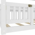thumbnail image 6 of Twin Size Canopy Bed Frame with 2 Tier Storage Shelves, Solid Wood Montessori Floor Bed with Fence and Door, No Spring Box Needed, White, 6 of 7