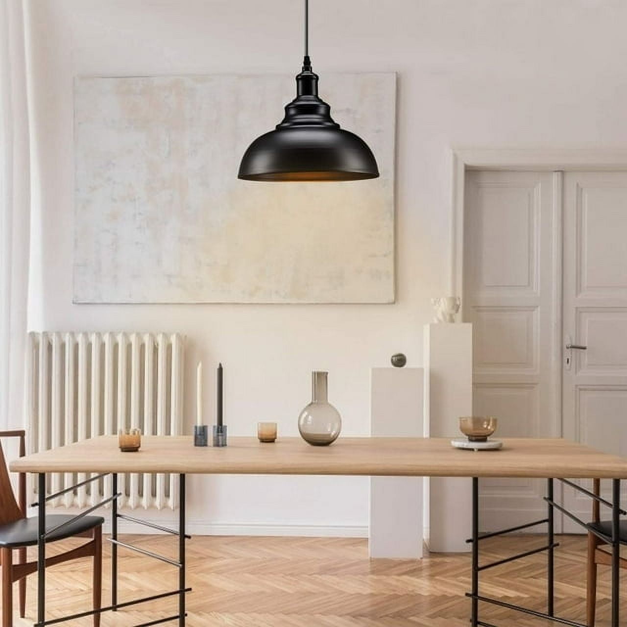 Farmhouse Pendant Light, Industrial Black Pendant Light Fixtures, Vintage Hanging Ceiling Light Fixture for Kitchen, Barn, Dining Room