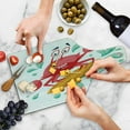 thumbnail image 4 of Ride the Wave Cutting Board, Caricature Crab Surfing in the Sea Sports Adventure Illustration, Tempered Glass Cutting and Serving Board, Wine Bottle Shape, Dark Coral Mint Orange, by Ambesonne, 4 of 5
