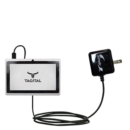 Gomadic Intelligent Compact AC Home Wall Charger suitable for the Tagital tablet 7 inch - High output power with a convenient, foldable plug design -