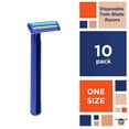 thumbnail image 2 of Blue Disposable Razors, Stainless Steel Twin Blade, 10 Count, 2 of 6