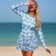 thumbnail image 2 of TaTaai Athletic Modest Swimwear, Women's Long Sleeve Rash Guard with Integrated Chest Padding, Surf and Dive Suit for Beach Gift, 2 of 5