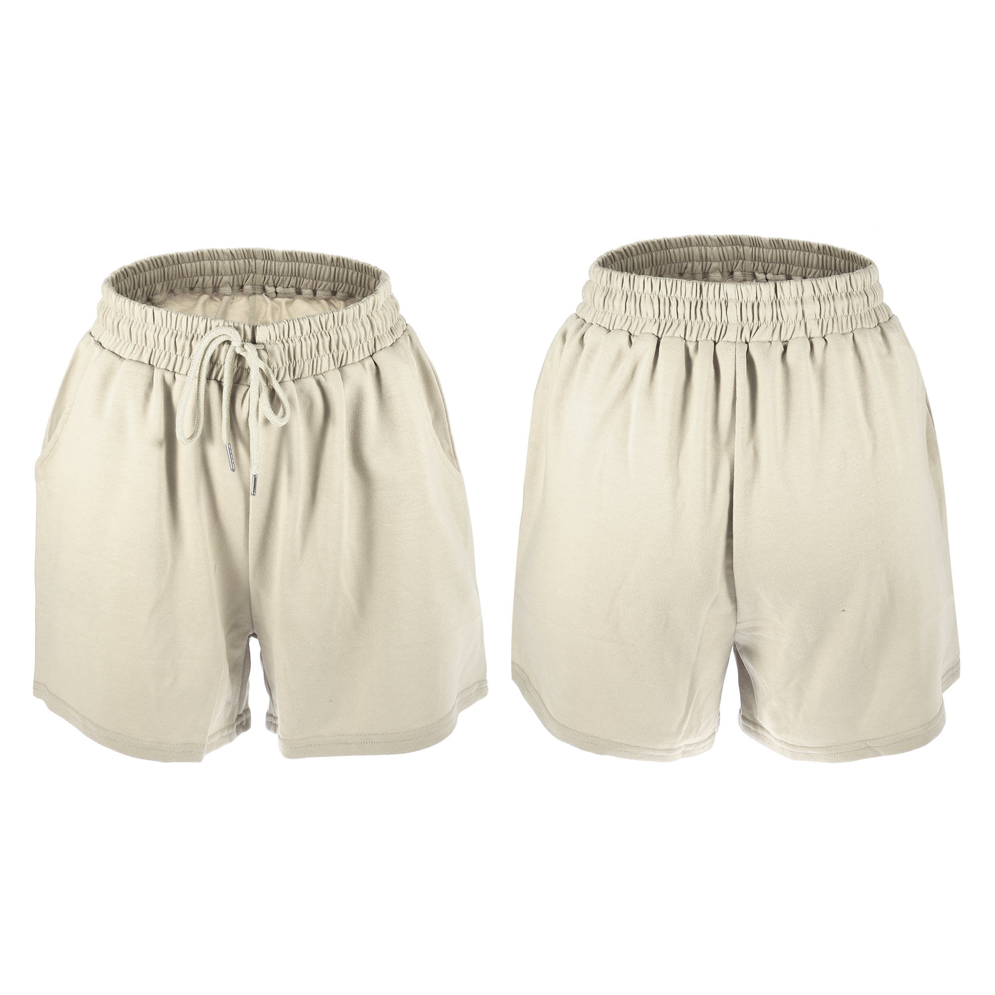 Unique Bargains Women's Flowy Running Shorts High Waisted Workout Shorts Khaki Size M