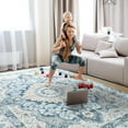 thumbnail image 3 of Ultrug Vintage Floral Print Rugs Soft Boho Carpet Retro Distressed Area Rug for Living Room Bedroom Home Decor,6'x9',Blue, 3 of 7