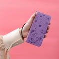 thumbnail image 3 of SaniMore for Google Pixel 8A Case, PU Leather Skin with Embossed Cat Flip Magnetic Cover Card Slots Kickstand Detachable Lanyard Full Around Protective Wallet Shell, Purple, 3 of 7