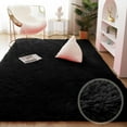 thumbnail image 5 of SAYFUT Rug Rectangle Oblong Shape Bedroom Fluffy Rugs Anti-Skid Shaggy Area Office Sitting Drawing Room Gateway Door Carpet Play Mat, 63'' x 90.5'', Black, 5 of 5