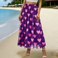 thumbnail image 2 of hotojiny Chiffon Skirts for Women Elastic High Waist Mesh Casual Midi Skirts Fashion Valentine's Day Heart A-Line Long Skirts, 2 of 7