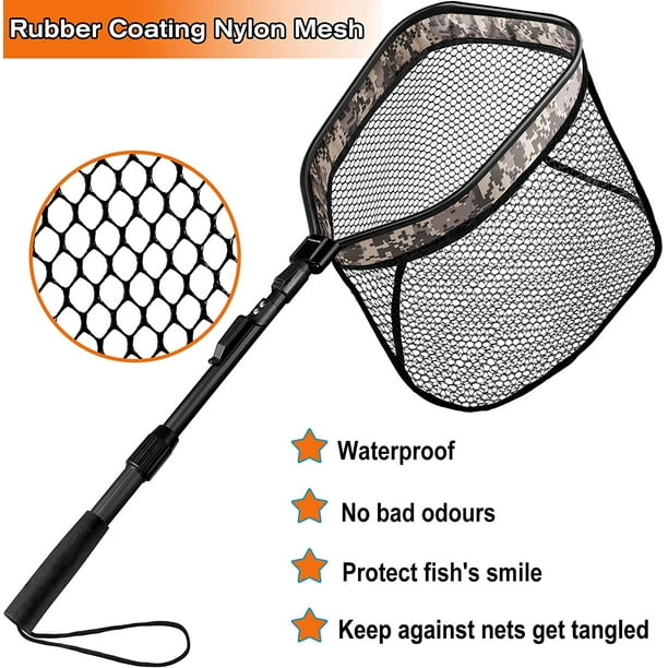PLUSINNO Floating Fishing Net for Steelhead, Salmon, Fly, Kayak, Catfish,  Bass, Digital Desert 