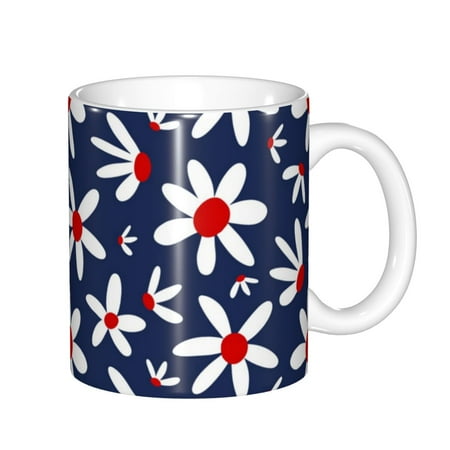 

Zeuib Daisy Flowers Ceramic Coffee Mug with Large Handle，Modern Reactive Glaze Dishwasher & Microwave Safe – Perfect for Home Office Café Gift-Ready