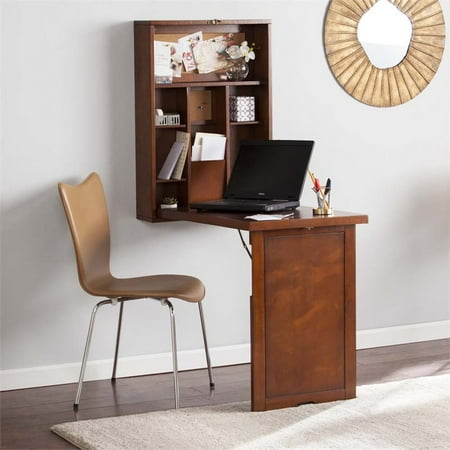Southern Enterprises Wall Mount Fold Down Desk In Walnut