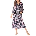 thumbnail image 4 of Ekouaer Women Zipper Robe 3/4 Sleeves Loungewear Dress Full Length Sleepwear Pockets Housecoat Nightgown Long Bathrobe, 4 of 6