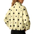 thumbnail image 6 of Women’s Polka Dot Jacket Long Sleeve Stand Collar Bomber Jackets (Yellow S), 6 of 6